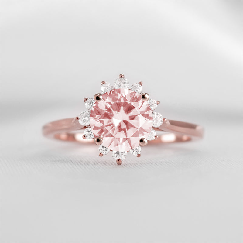 Shown in 1.0 carat Morganite* The Jaylin Morganite and Diamond Halo Engagement Ring | Lisa Robin
