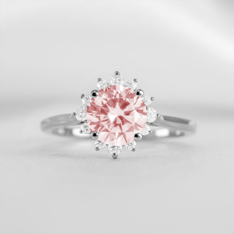 Shown in 1.0 carat Morganite* The Jaylin Morganite and Diamond Halo Engagement Ring | Lisa Robin