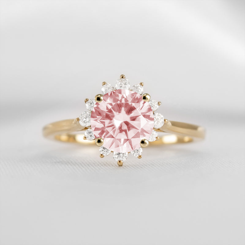 Shown in 1.0 carat Morganite* The Jaylin Morganite and Diamond Halo Engagement Ring | Lisa Robin