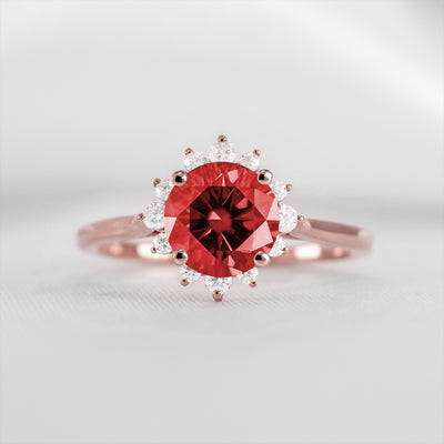 Shown in 1.0 carat Ruby* The Jaylin Ruby and Diamond Halo Engagement Ring | Lisa Robin#color_14k-rose-gold