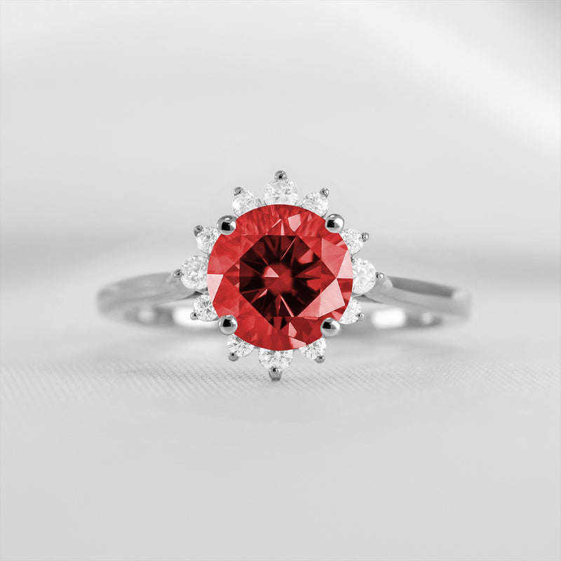 Shown in 1.0 carat Ruby* The Jaylin Ruby and Diamond Halo Engagement Ring | Lisa Robin