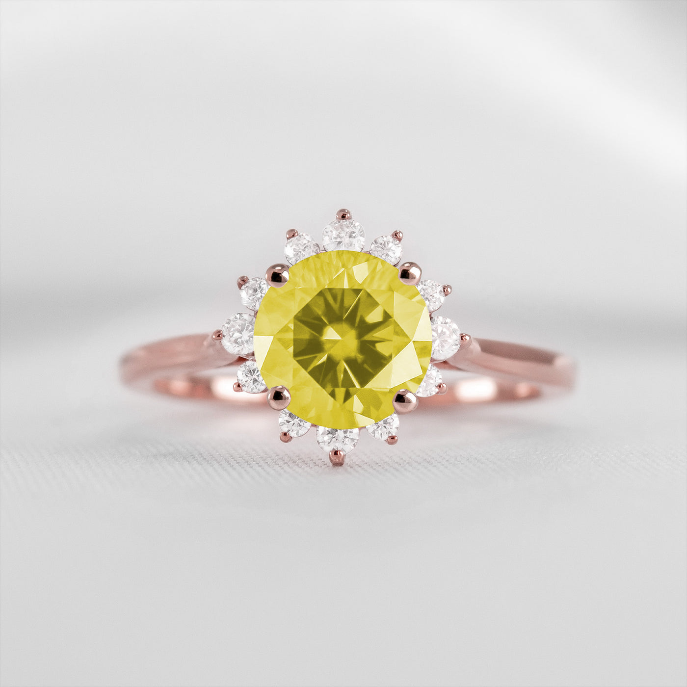 Shown in 1.5 carat Yellow Diamond* The Jaylin Yellow Diamond Halo Engagement Ring | Lisa Robin#color_14k-rose-gold