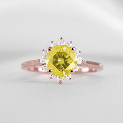Shown in 1.5 carat Yellow Diamond* The Jaylin Yellow Diamond Halo Engagement Ring | Lisa Robin#color_14k-rose-gold