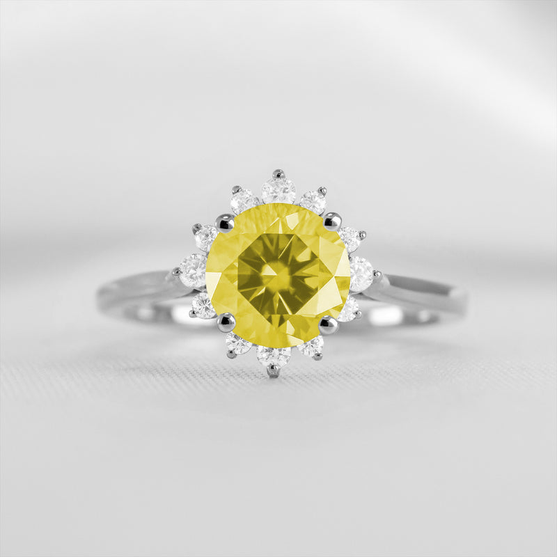 Shown in 1.5 carat Yellow Diamond* The Jaylin Yellow Diamond Halo Engagement Ring | Lisa Robin