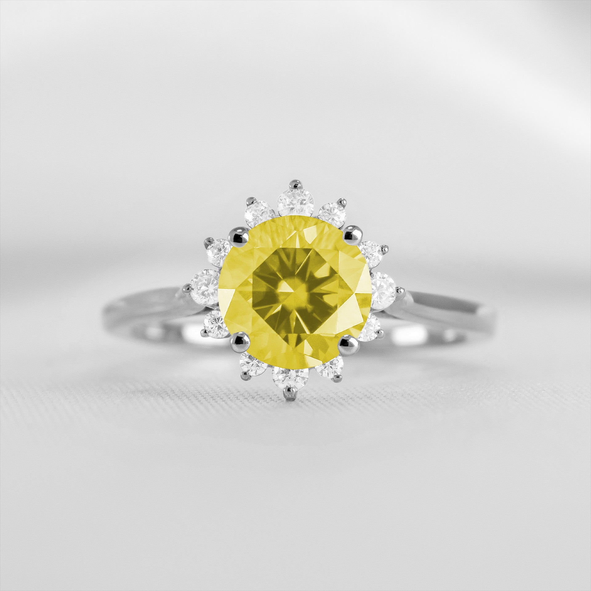 Shown in 1.5 carat Yellow Diamond* The Jaylin Yellow Diamond Halo Engagement Ring | Lisa Robin#color_14k-white-gold