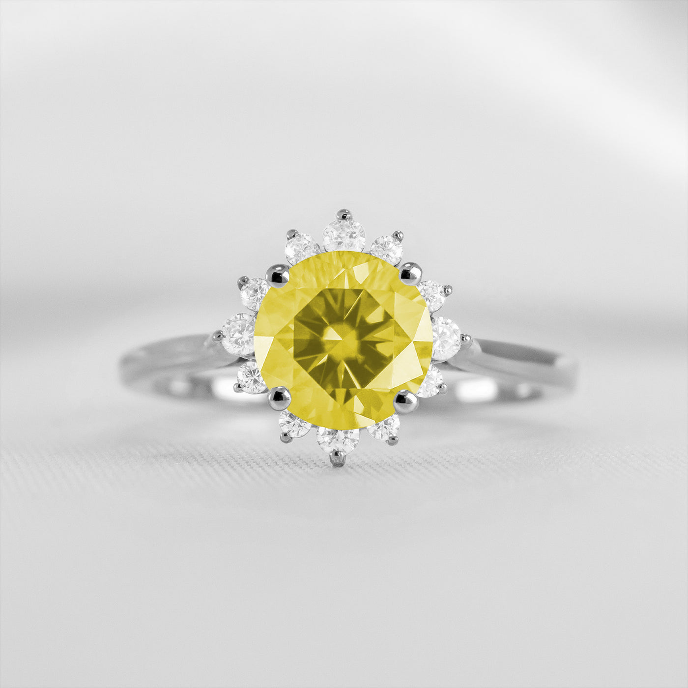 Shown in 1.5 carat Yellow Diamond* The Jaylin Yellow Diamond Halo Engagement Ring | Lisa Robin#color_14k-white-gold