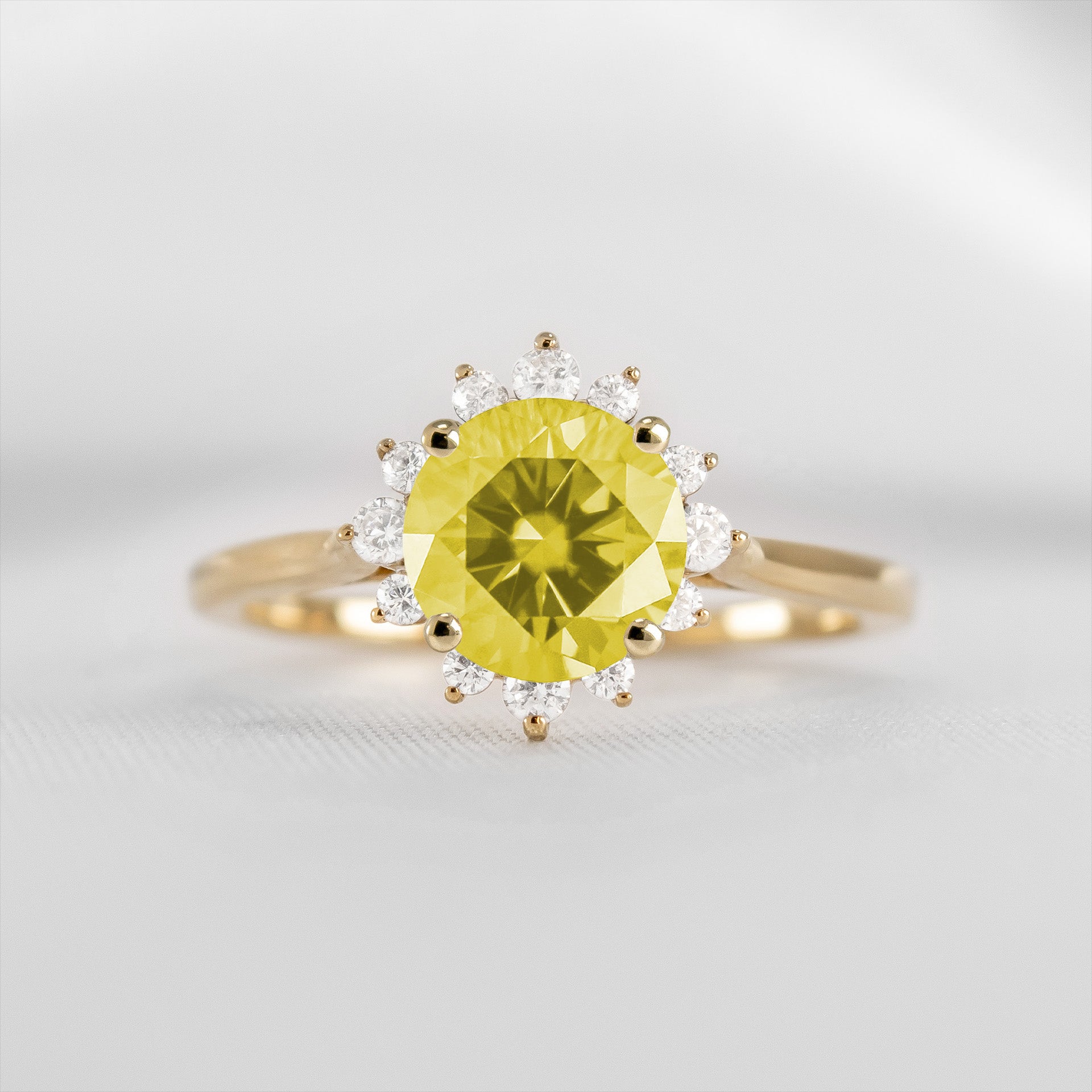 The Jaylin Halo Yellow Diamond Engagement Ring - Lisa Robin