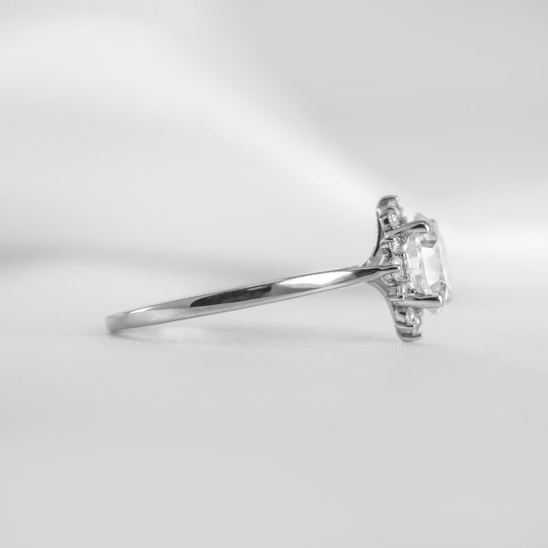 Shown in 1.5 carat Moissanite* The Jaylin Halo Moissanite and Diamond Engagement Ring | Lisa Robin