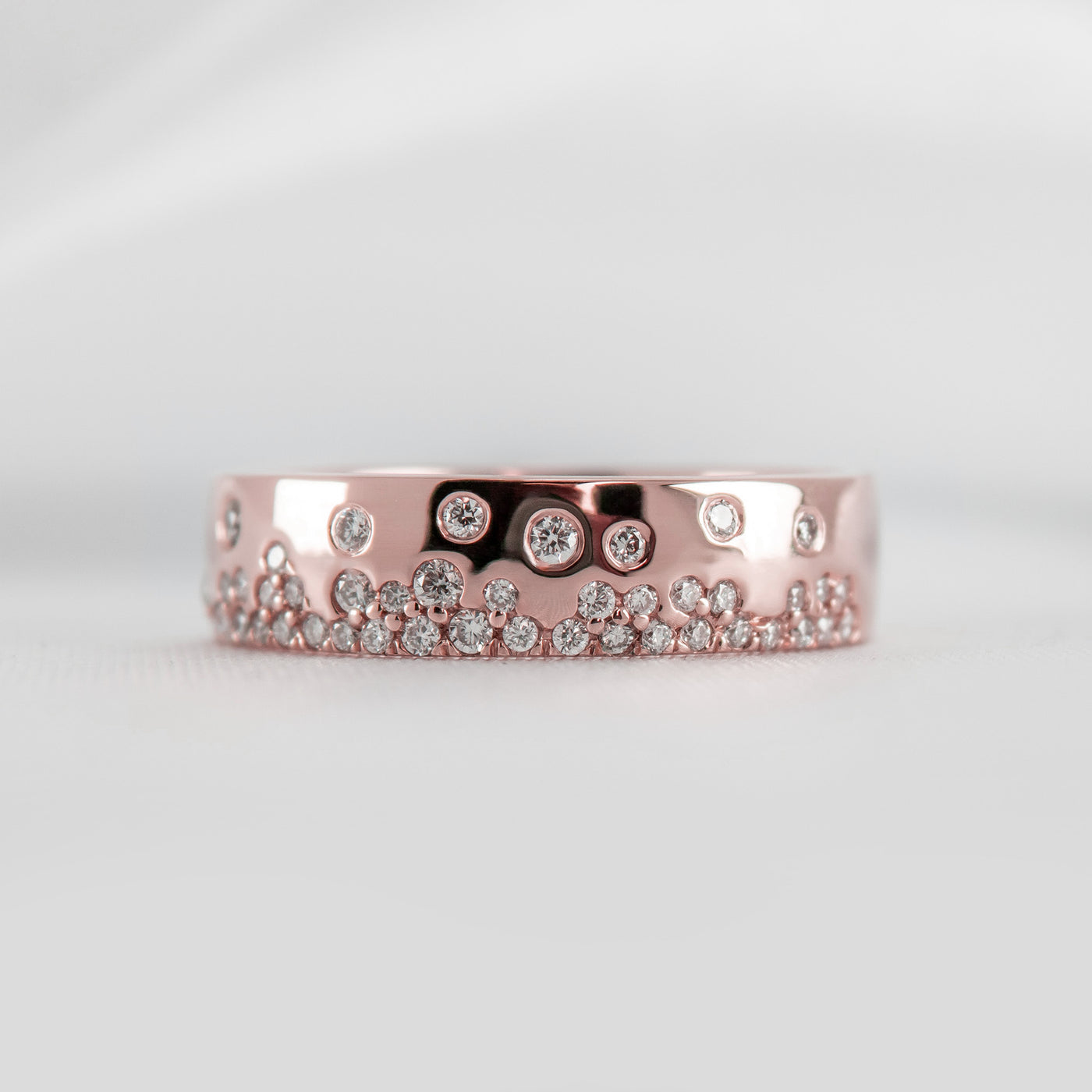 The Jordan Scatter Diamond Wedding Ring | Lisa Robin#color_18k-rose-gold