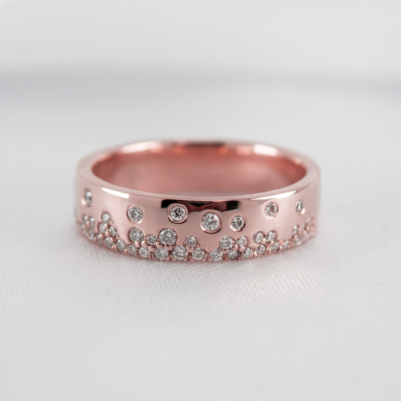 The Jordan Scatter Diamond Wedding Ring | Lisa Robin#color_14k-rose-gold