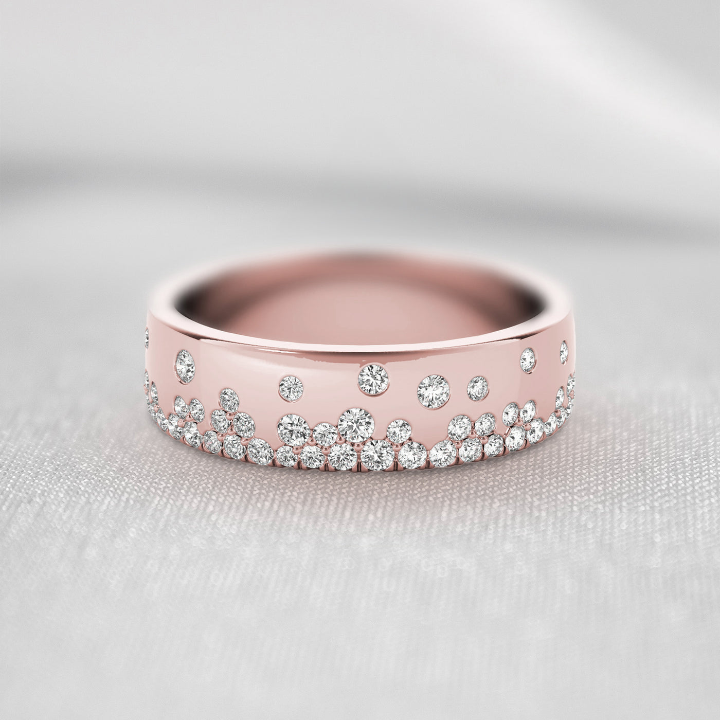 The Jordan Scatter Diamond Wedding Ring | Lisa Robin#color_14k-rose-gold