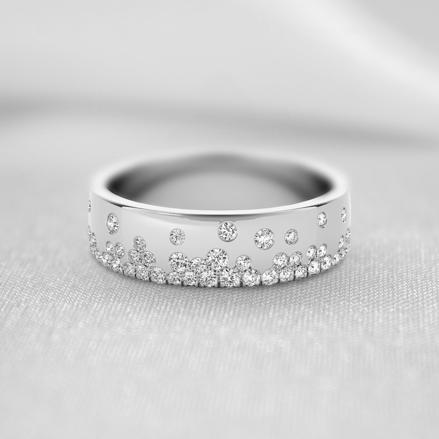 The Jordan Scatter Diamond Wedding Ring | Lisa Robin#color_platinum