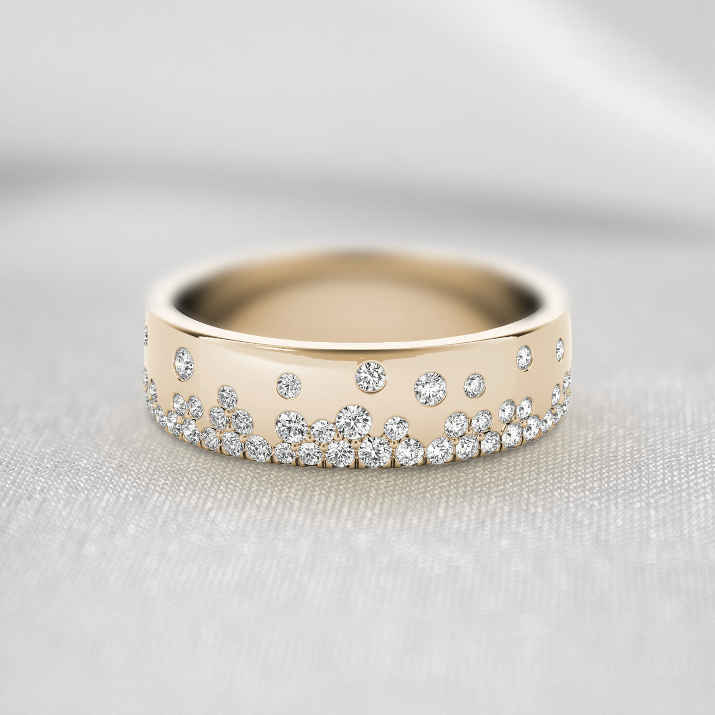 The Jordan Scatter Diamond Wedding Ring | Lisa Robin#color_18k-yellow-gold