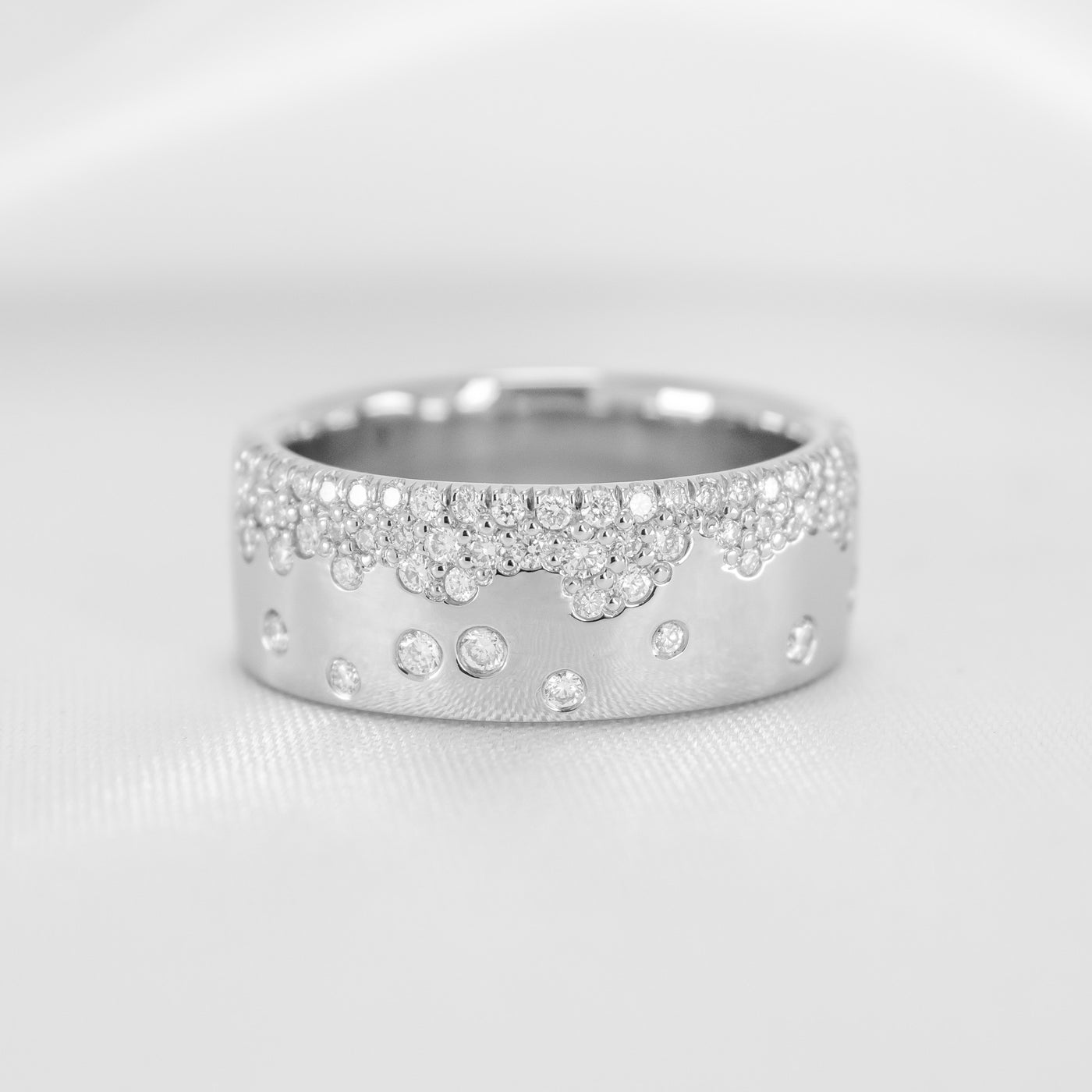 The Jordan Wide Scatter Diamond Ring - Lisa Robin#color_platinum