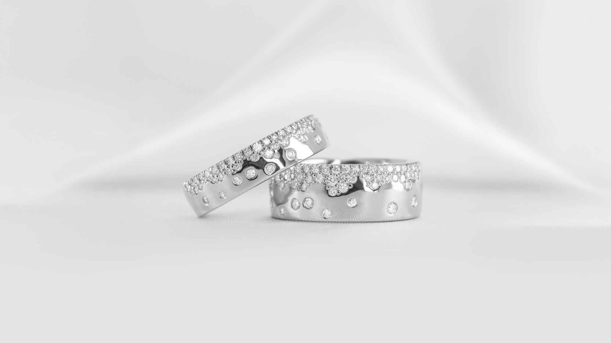 The Jordan wide band scattered diamonds in white gold | Lisa Robin