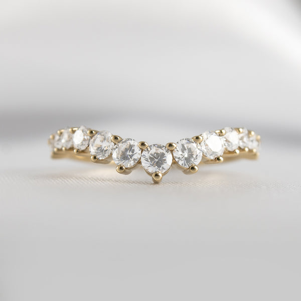 The Kendall Curved Lab Diamond Wedding Ring in 14K yellow gold from front view by Lisa Robin#color_14k-yellow-gold