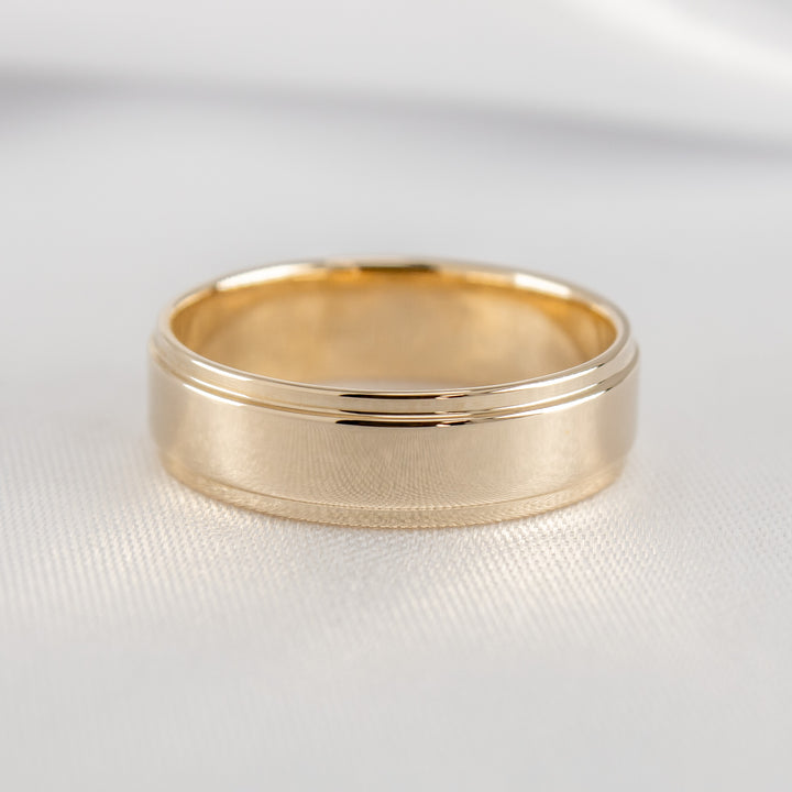 Kennedy Step Edge Wedding Ring | Art Deco Gold Band | Lisa Robin