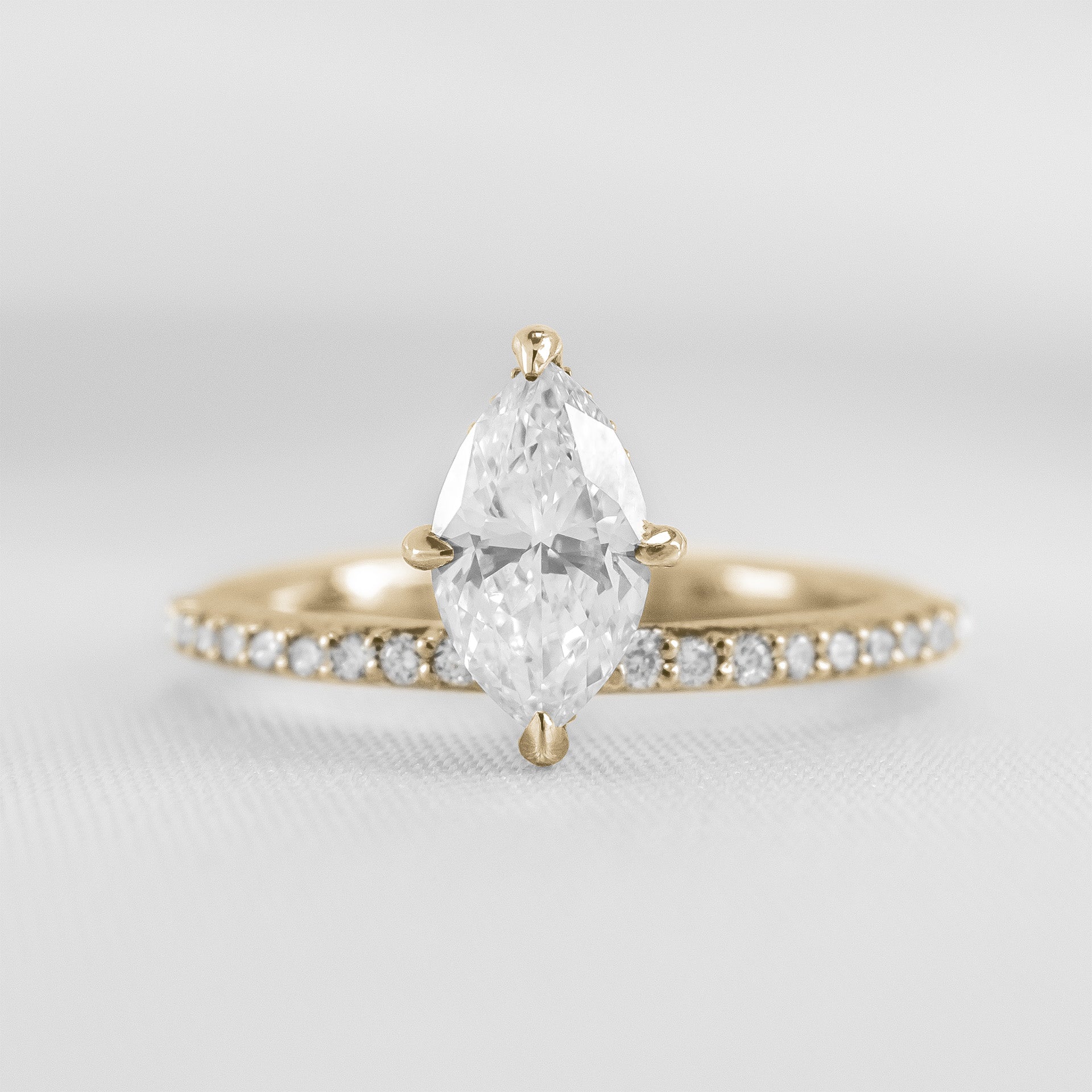 Shown in 1.5 Carat Diamond* The Kingsley Marquise Diamond Engagement Ring | Lisa Robin#color_14k-yellow-gold