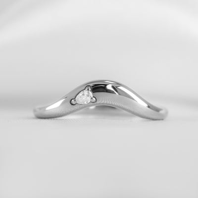 The Kiran Curved Chunky Wedding Ring with pear Diamond | Lisa Robin#color_14k-white-gold