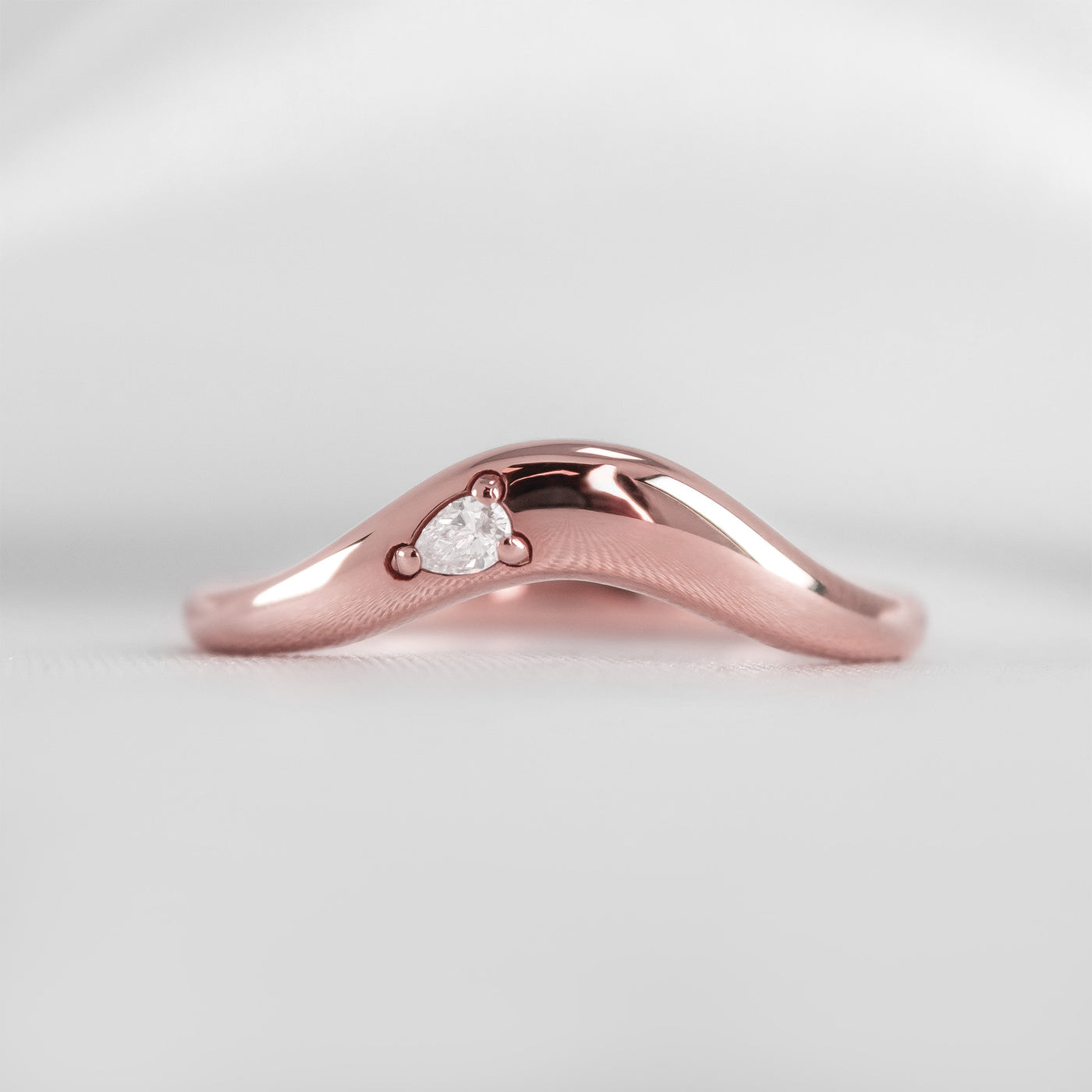 The Kiran Curved Chunky Wedding Ring with pear Diamond | Lisa Robin#color_14k-rose-gold