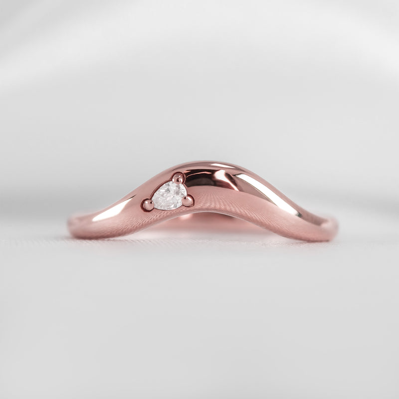 The Kiran Curved Chunky Wedding Ring with pear Diamond | Lisa Robin