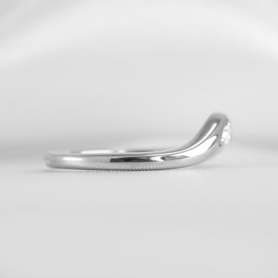The Kiran Curved Chunky Wedding Ring with pear Diamond | Lisa Robin#color_14k-white-gold