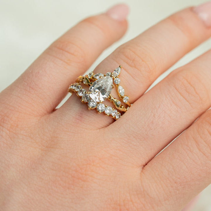 The Jaden marquise diamond chevron 14K yellow gold wedding ring by Lisa Robin#color_14k-yellow-gold