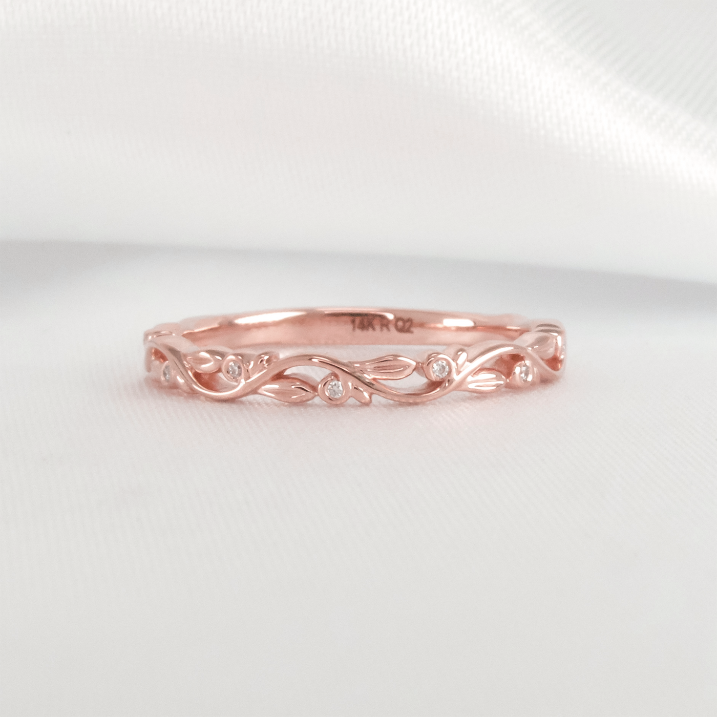 The Leaf and Vine diamond wedding band in rose gold | Lisa Robin