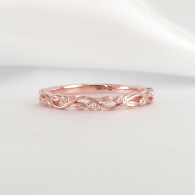 The Leaf and Vine diamond wedding band in rose gold | Lisa Robin