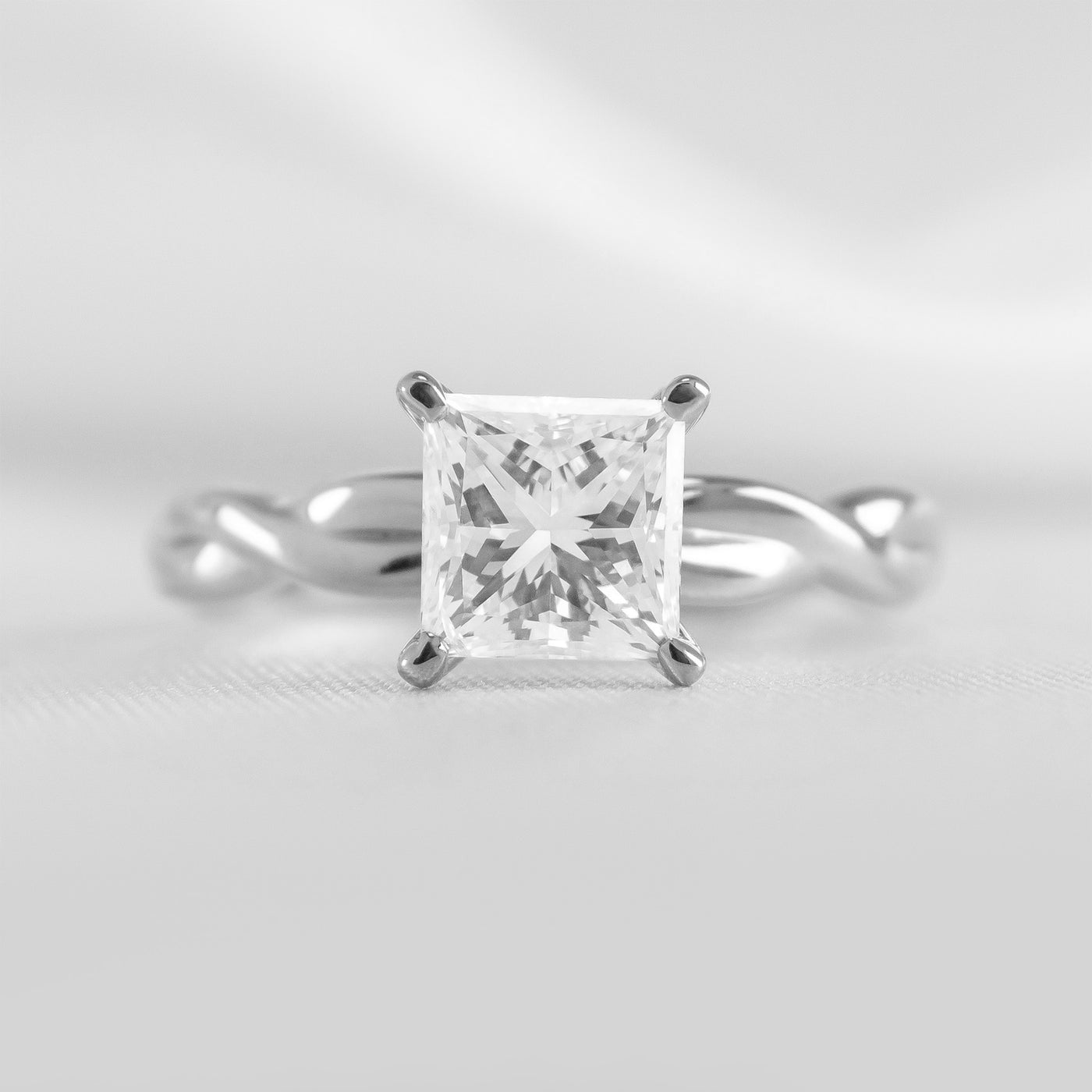 Shown in 1.30 Carat * The Leila Twist Engagement Ring | Lisa Robin#color_14k-white-gold