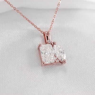 Shown in 2.5 cttw * The Lyric Toi et Moi Princess and the Pear Necklace | Lisa Robin#color_14k-rose-gold