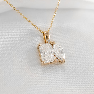 Shown in 2.5 cttw * The Lyric Toi et Moi Princess and the Pear Necklace | Lisa Robin#color_14k-yellow-gold