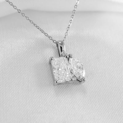 Shown in 2.5 cttw * The Lyric Toi et Moi Princess and the Pear Necklace | Lisa Robin#color_14k-white-gold