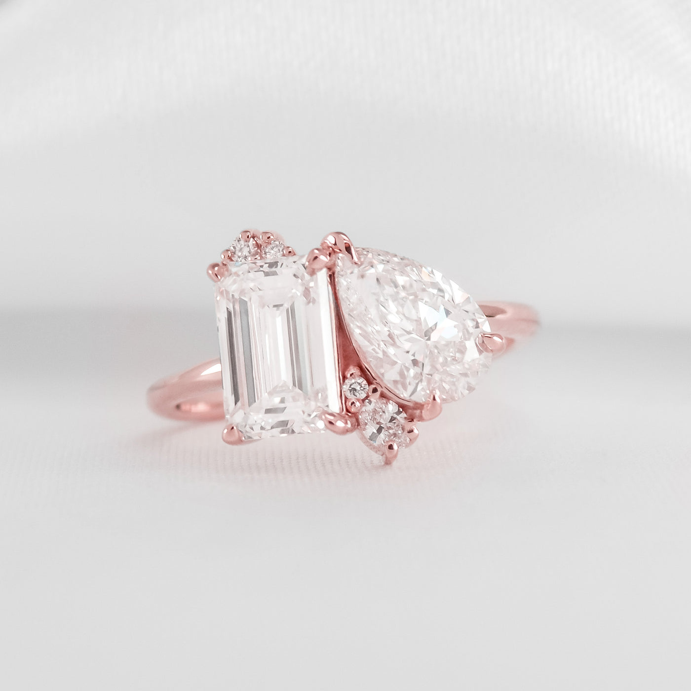 2.0 Carat Emerald Cut with 1.5 Carat Pear * The Lyric Toi et Moi | Lisa Robin#color_14k-rose-gold