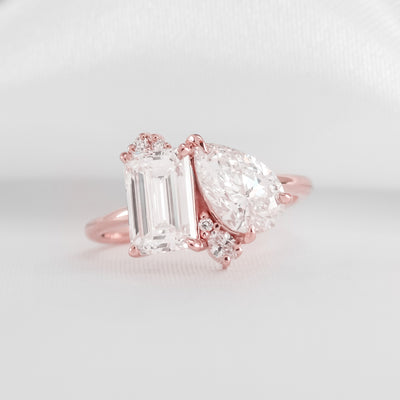 2.0 Carat Emerald Cut with 1.5 Carat Pear * The Lyric Toi et Moi | Lisa Robin#color_14k-rose-gold