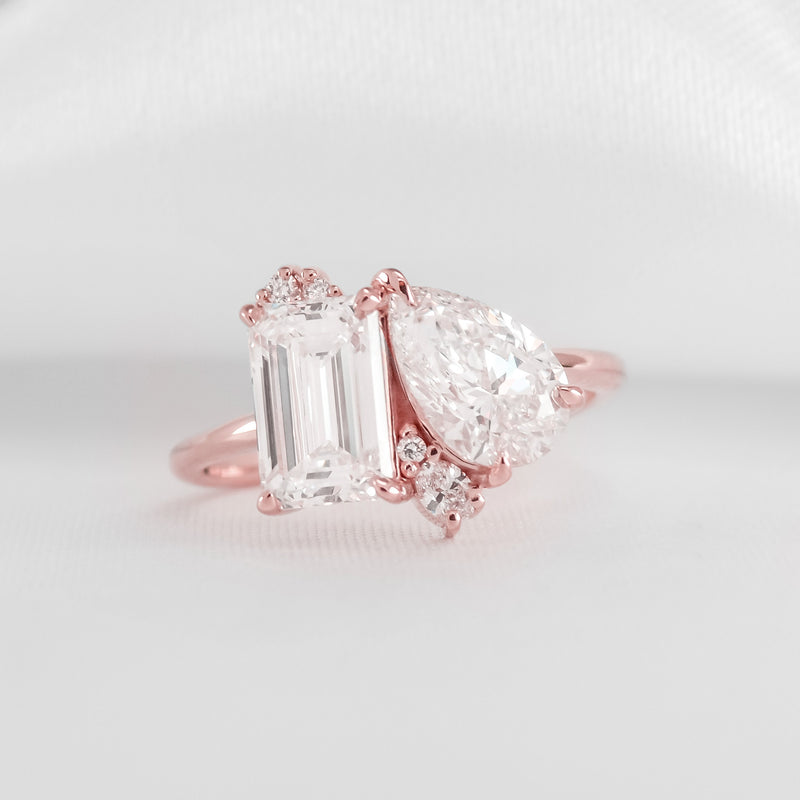 2.0 Carat Emerald Cut with 1.5 Carat Pear * The Lyric Toi et Moi | Lisa Robin