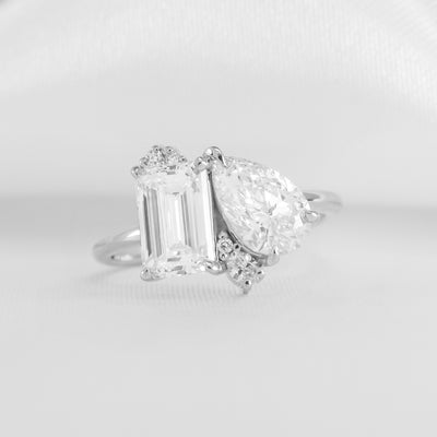 2.0 Carat Emerald Cut with 1.5 Carat Pear * The Lyric Toi et Moi | Lisa Robin#color_14k-white-gold