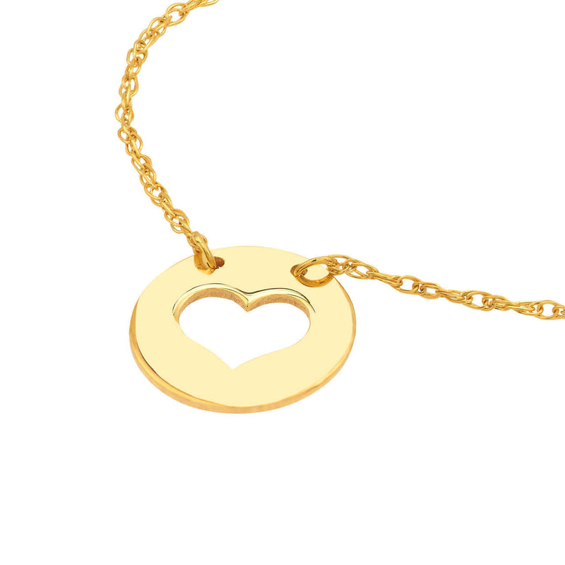 Gold Disc Cut Out Heart Necklace | Lisa Robin