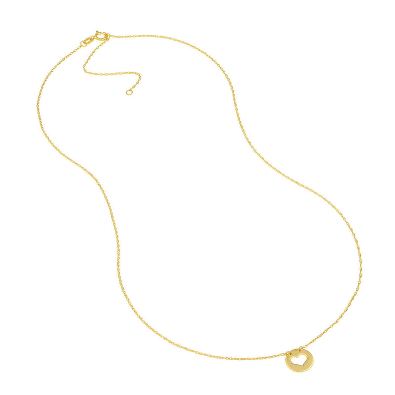 Gold Disc Cut Out Heart Necklace | Lisa Robin