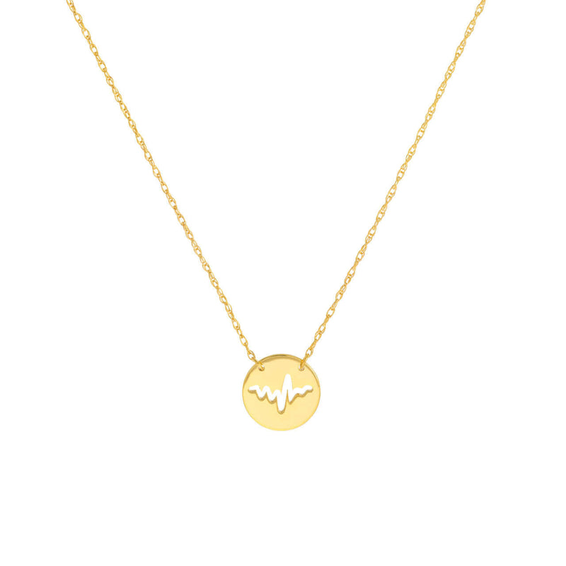 Gold Disc Cut Out ECG Heartbeat Necklace Lisa Robin