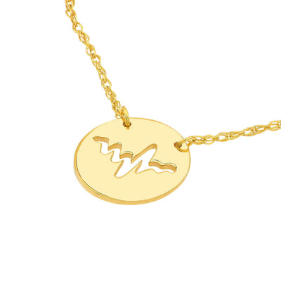 Gold Disc Cut Out ECG Heartbeat Necklace Lisa Robin