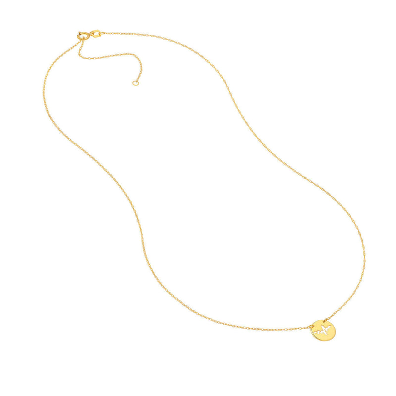 Gold Disc Cut Out ECG Heartbeat Necklace Lisa Robin