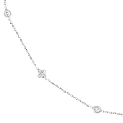 Diamond Bezel and Cluster Stations Necklace | Lisa Robin#color_14k-white-gold