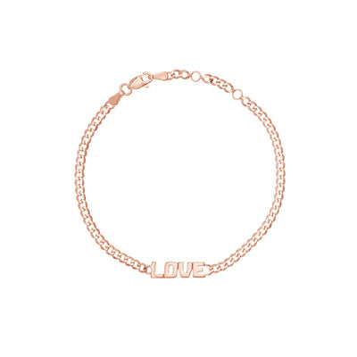 Gold Curb Chain Love Bracelet - Lisa Robin