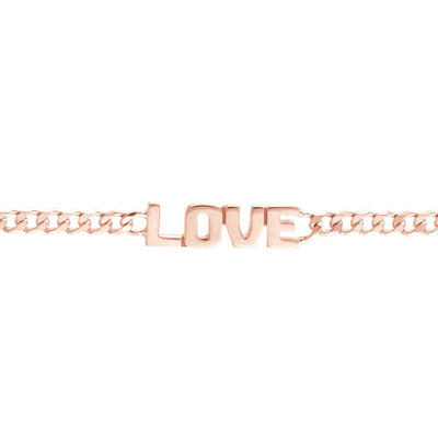 Gold Curb Chain Love Bracelet - Lisa Robin