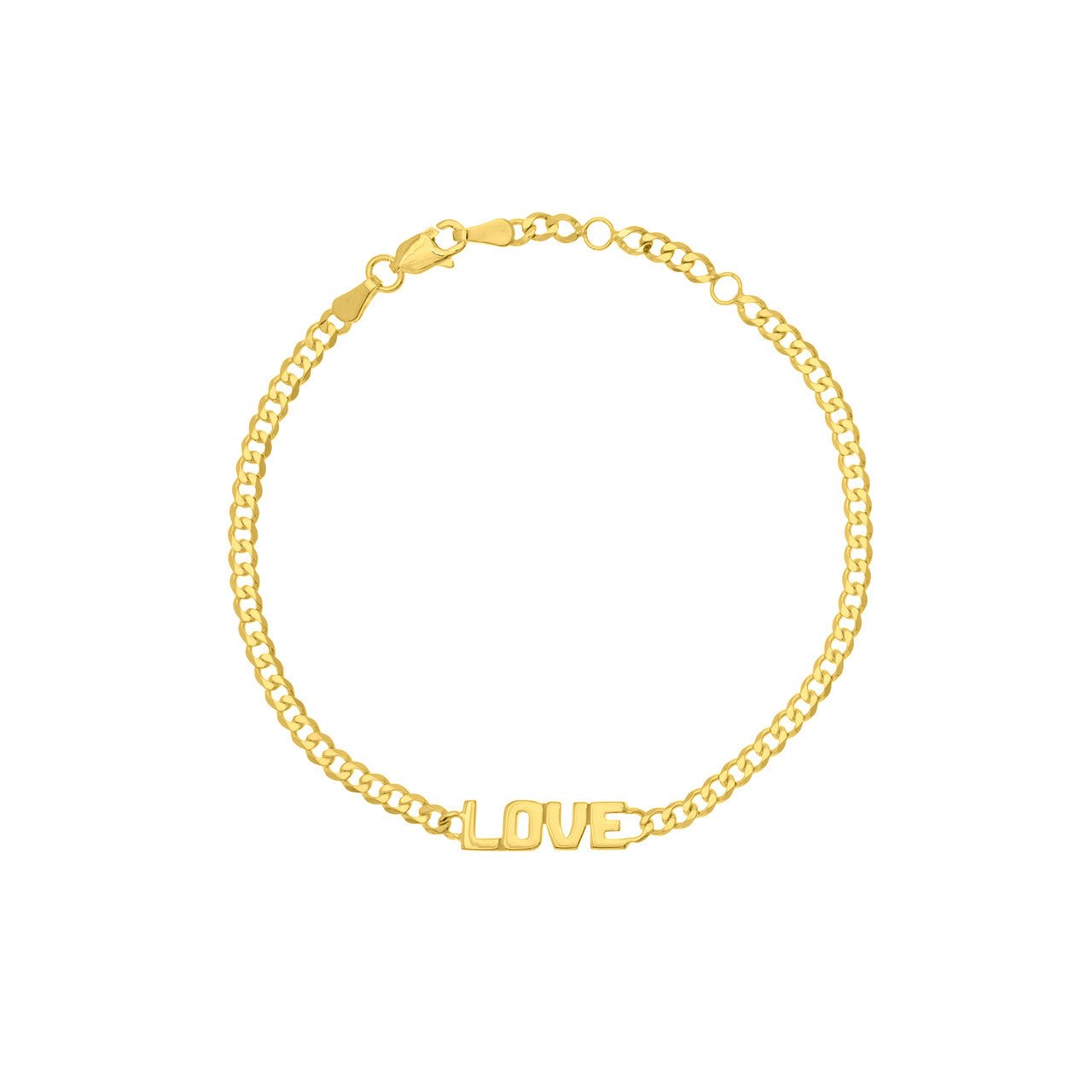 Gold Curb Chain Love Bracelet - Lisa Robin