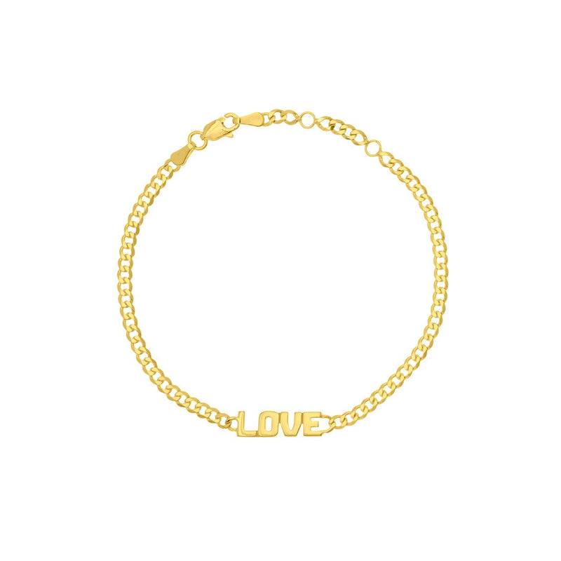 Gold Curb Chain Love Bracelet - Lisa Robin