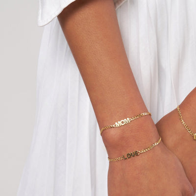 Gold Curb Chain Love Bracelet - Lisa Robin