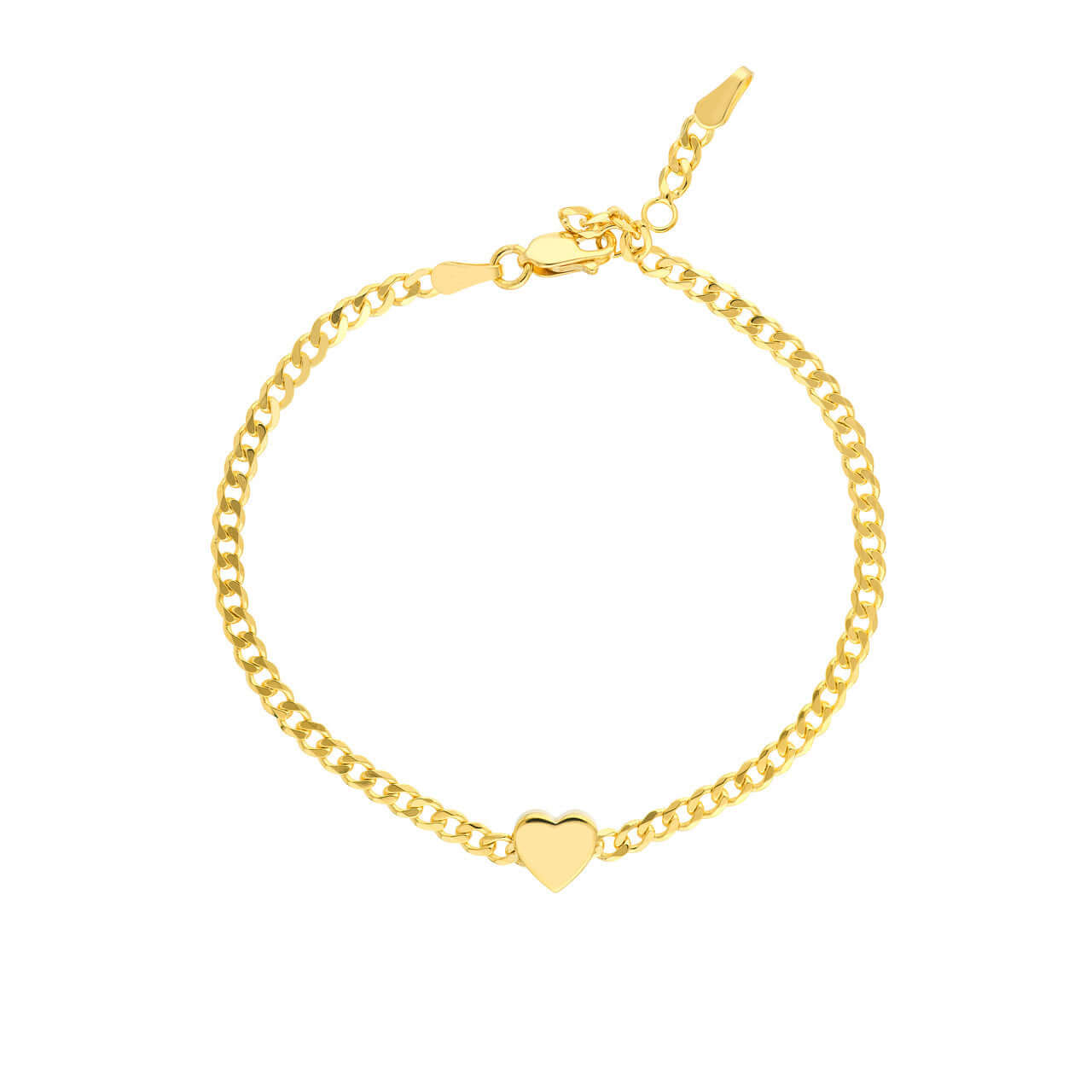 Gold Cuban Chain Heart Bracelet