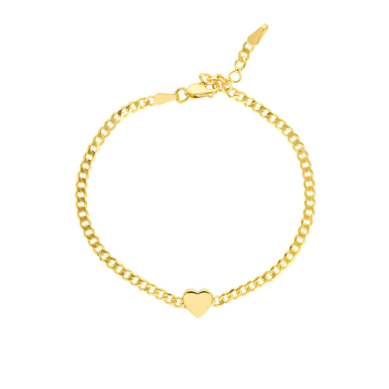 Gold Cuban Chain Heart Bracelet - Lisa Robin